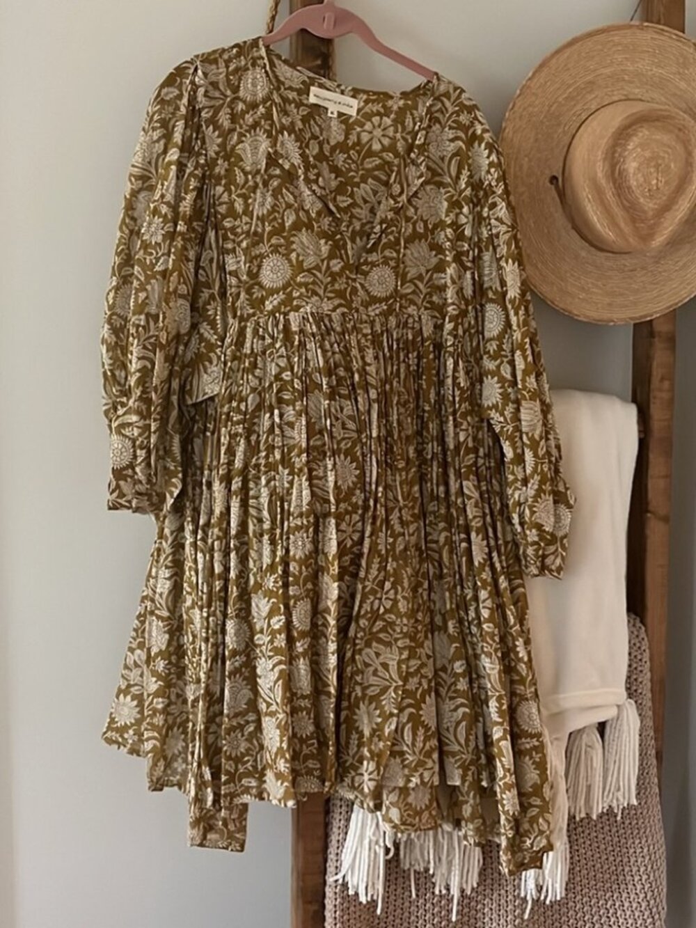 Daughters of India Kyra Mini Dress Golden Palm XL Sold Out Cotton